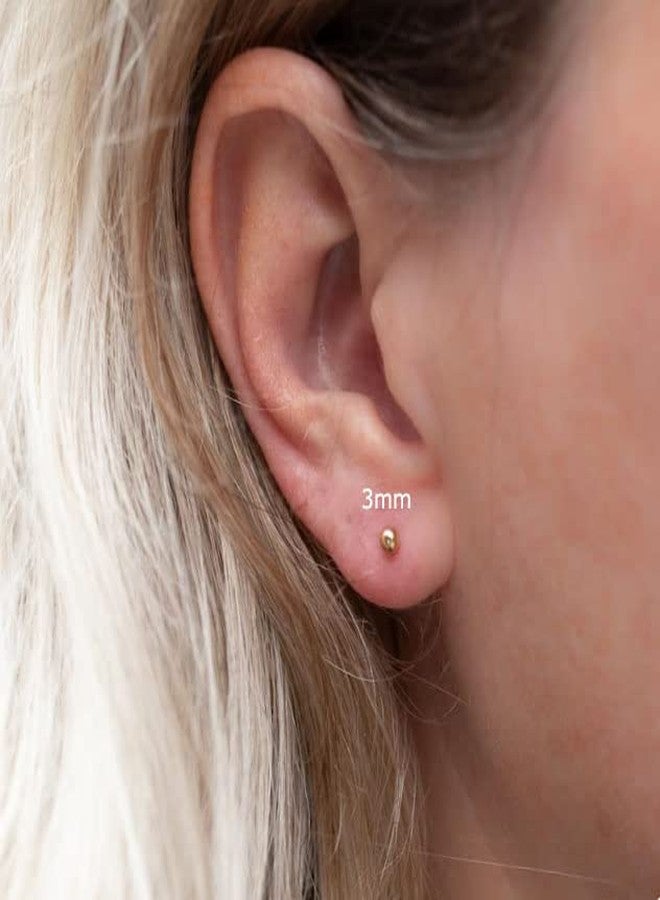 Renkovte Tiny 3mm Ball Stud Earrings for Women,Dainty Mini Ball Earrings for Cartilage Helix Earlobe Piercing 316L Surgical Stainess Steel Hypoallergenic (3mm Ball, Gold) - Image 5